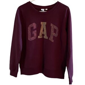 Gap | Women’s Red Glitter Logo Crewneck Pullover Sweatshirt - M